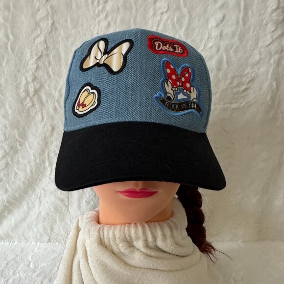New Tags Berkshire Disney Minnie Mouse Patches Denim Hook Loop Back Hat Cap OS - Picture 1 of 7